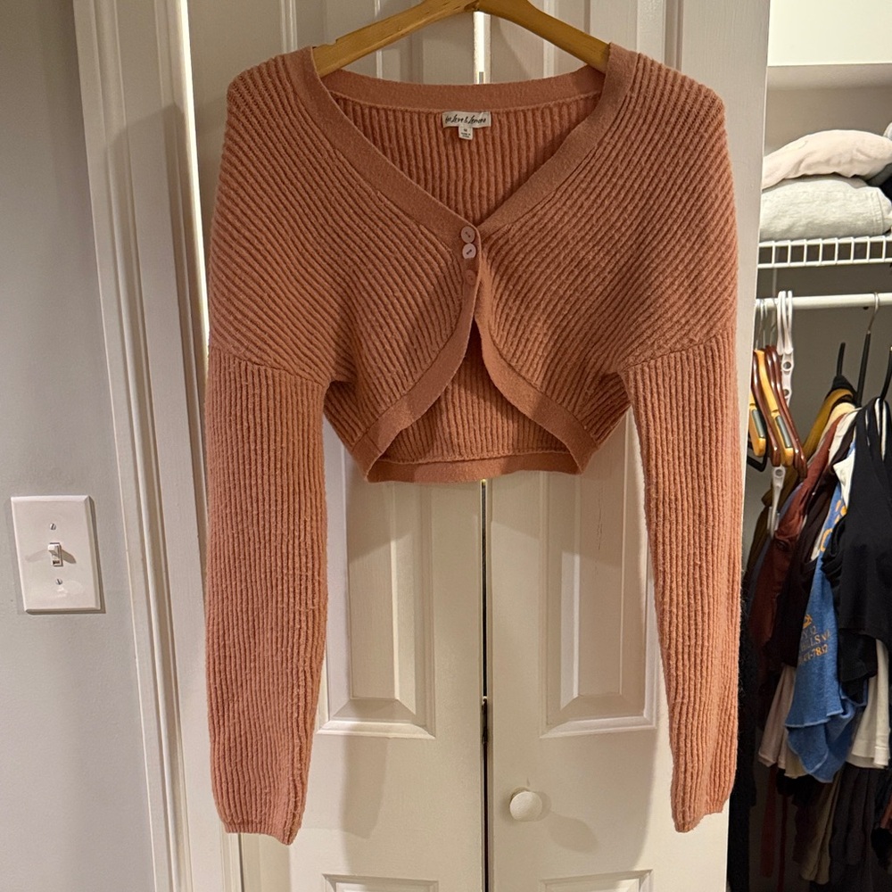 For Love and Lemons Pink Cropped Cardigan